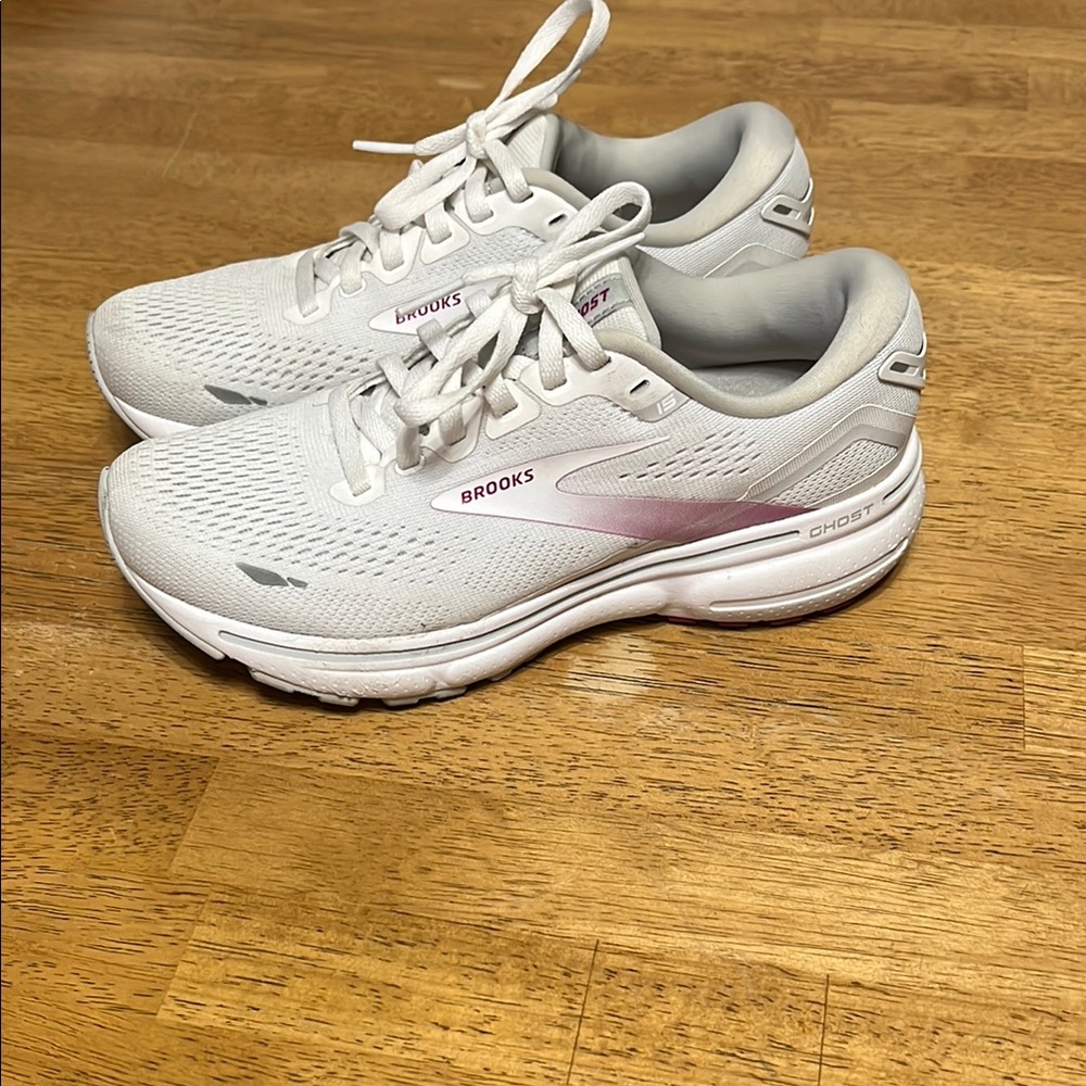 Brooks Women's White and Pink Running Shoes